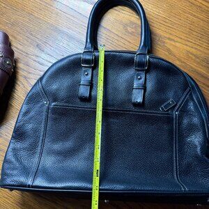 Levenger Black Pebbled Leather Large Dome Tote Bag